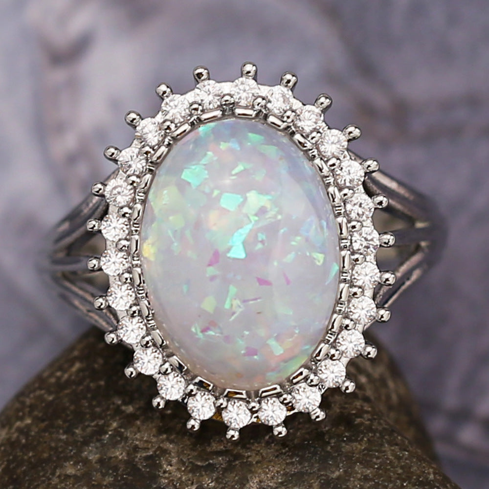 Opal Ring - Fashion Women's Artificial Opal Cocktail Ring