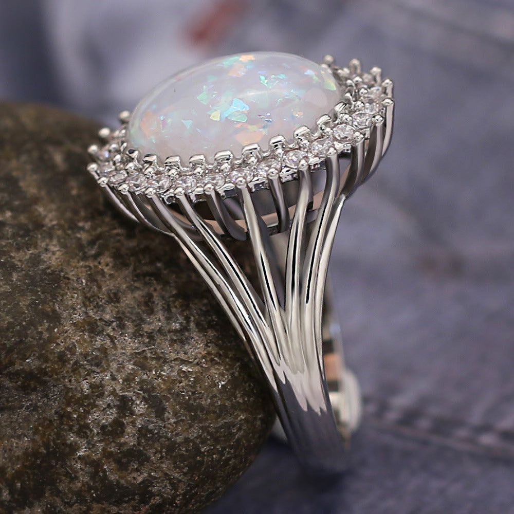 Opal Ring - Fashion Women's Artificial Opal Cocktail Ring
